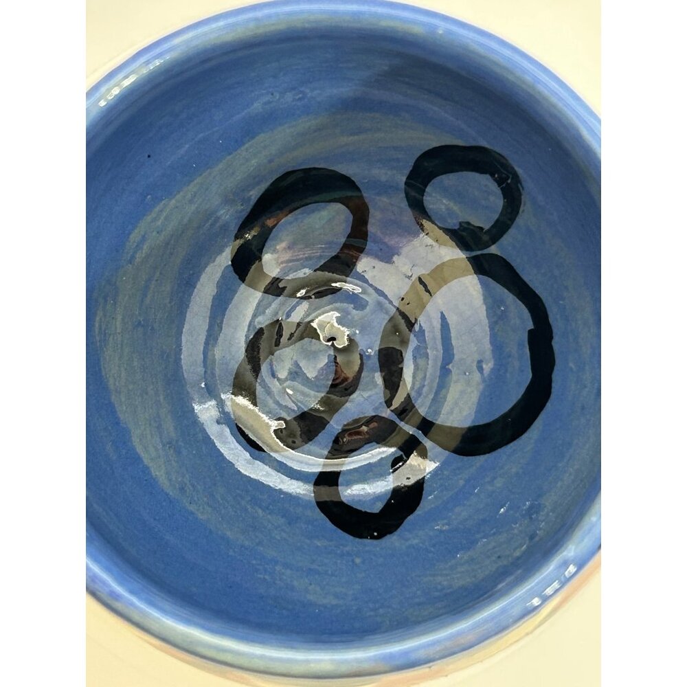 Handmade Pottery Cat Mug Sculpted Legs & Handle Blue Brown Black Whimsical Fun - Picture 6 of 9